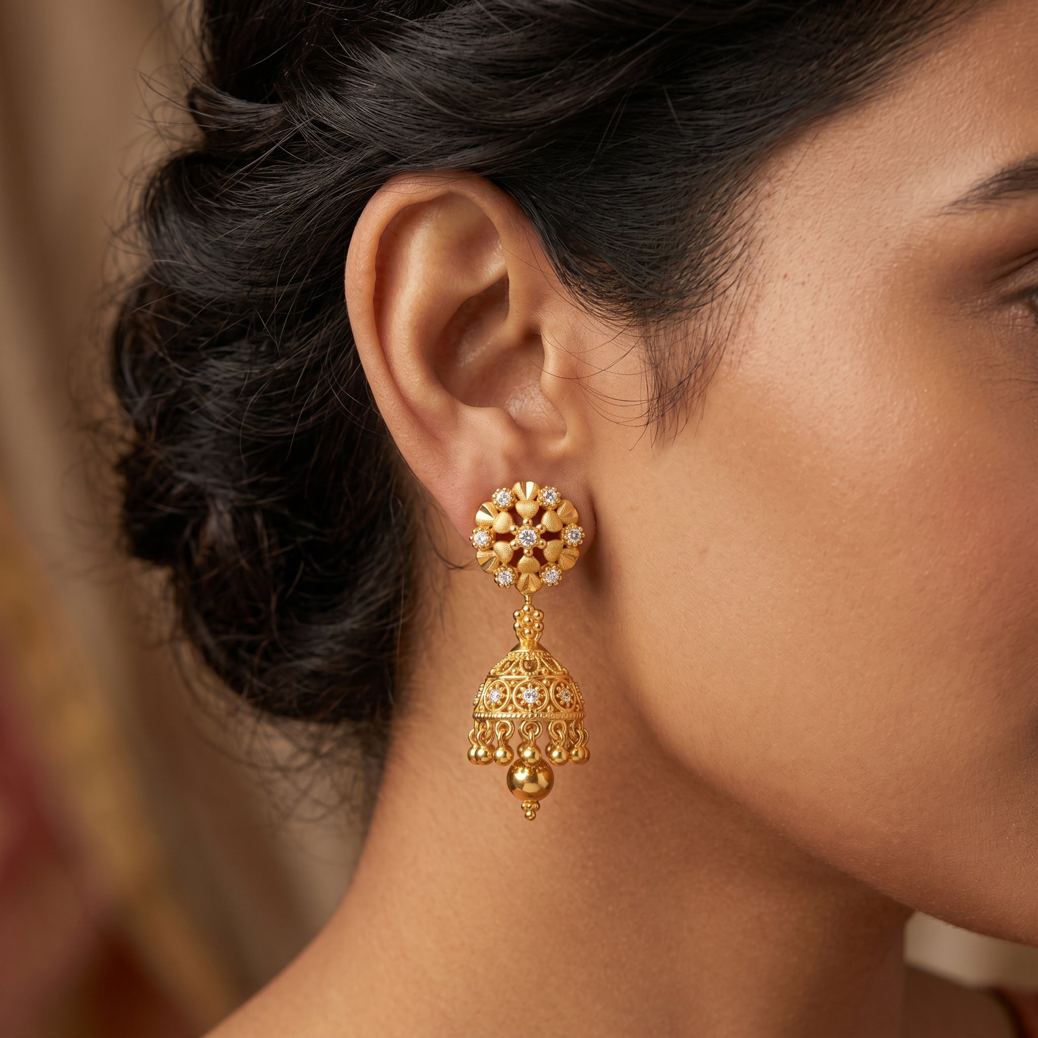 Rajwadi Pushpa Jhumka Earrings