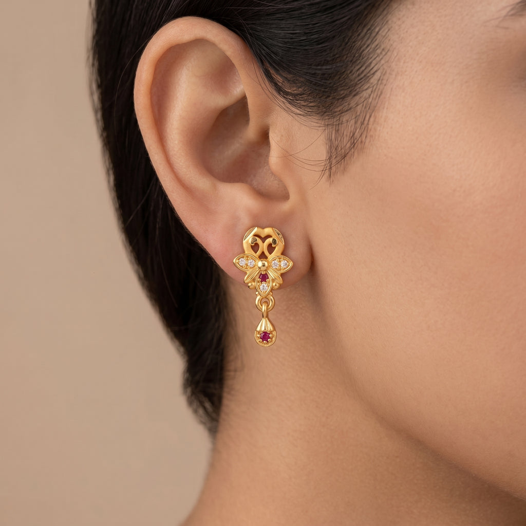 Ruby Blossom Drop Earrings