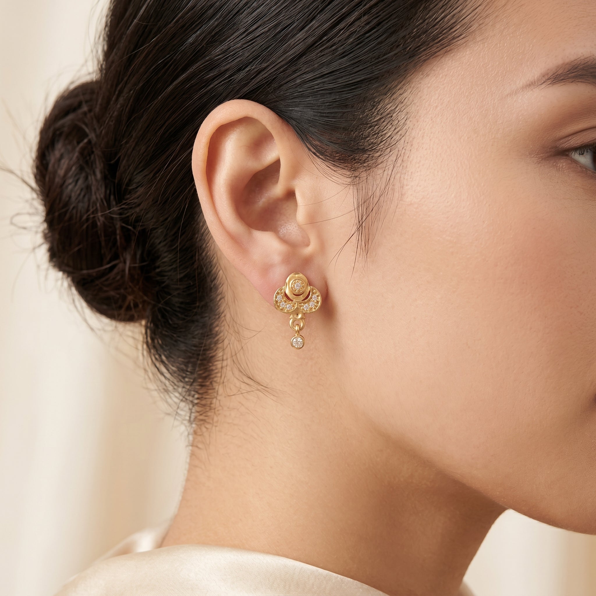 Floral Crystal Drop Earrings