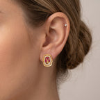 Ruby Floral Frame Stud Earrings