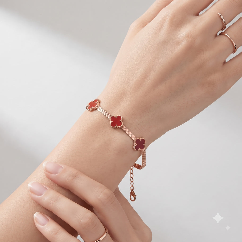 Ruby Clover Chain Bracelet