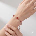 Ruby Clover Chain Bracelet