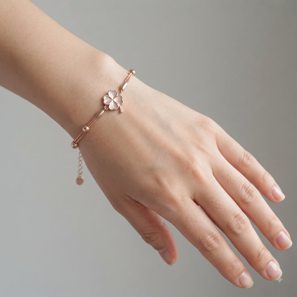Rose Gold Clover Bead Bracelet