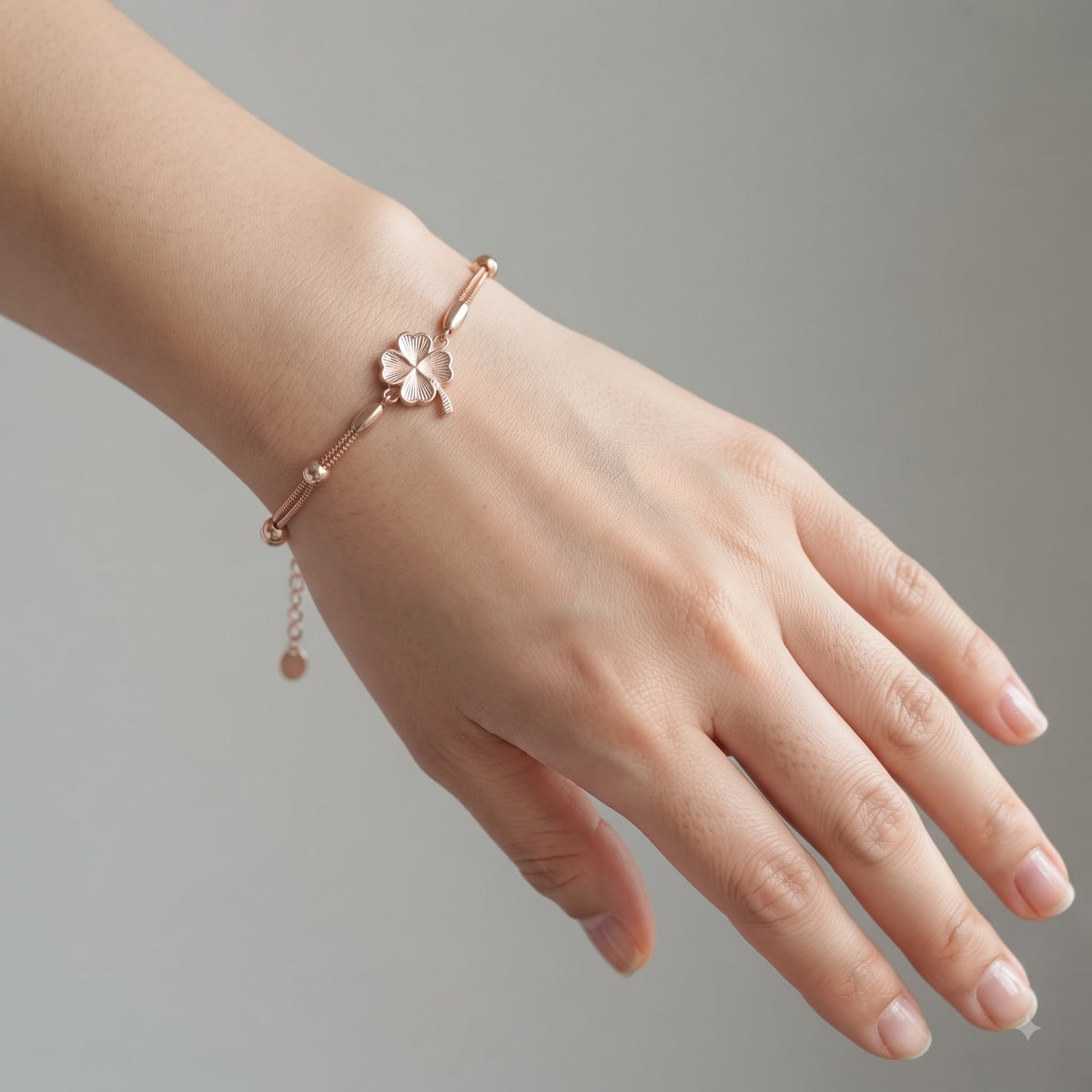 Rose Gold Clover Bead Bracelet