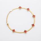 Ruby Clover Chain Bracelet