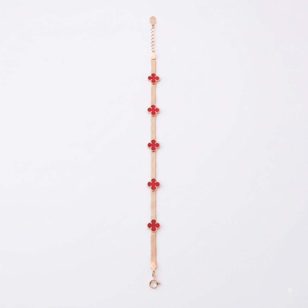 Ruby Clover Chain Bracelet