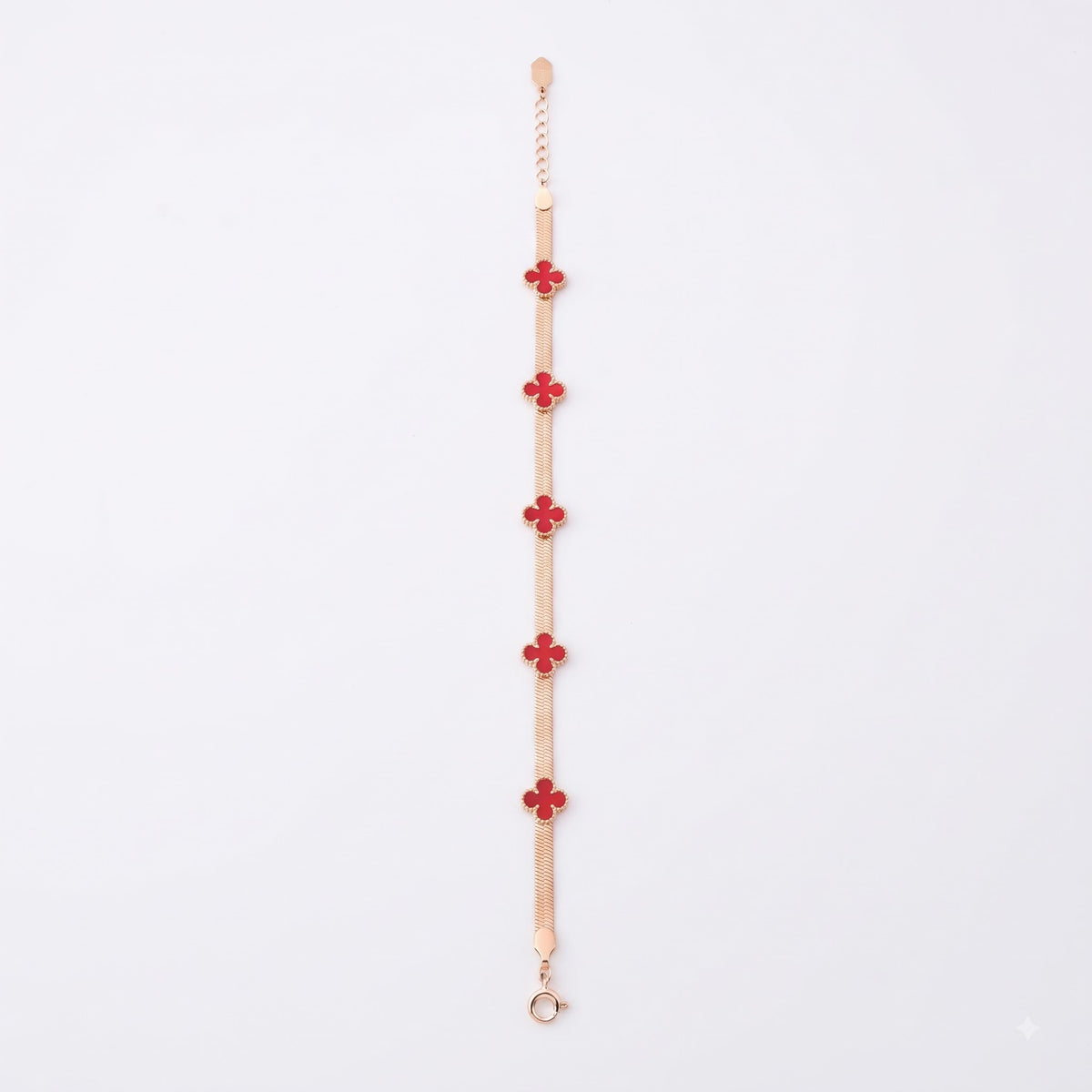 Ruby Clover Chain Bracelet