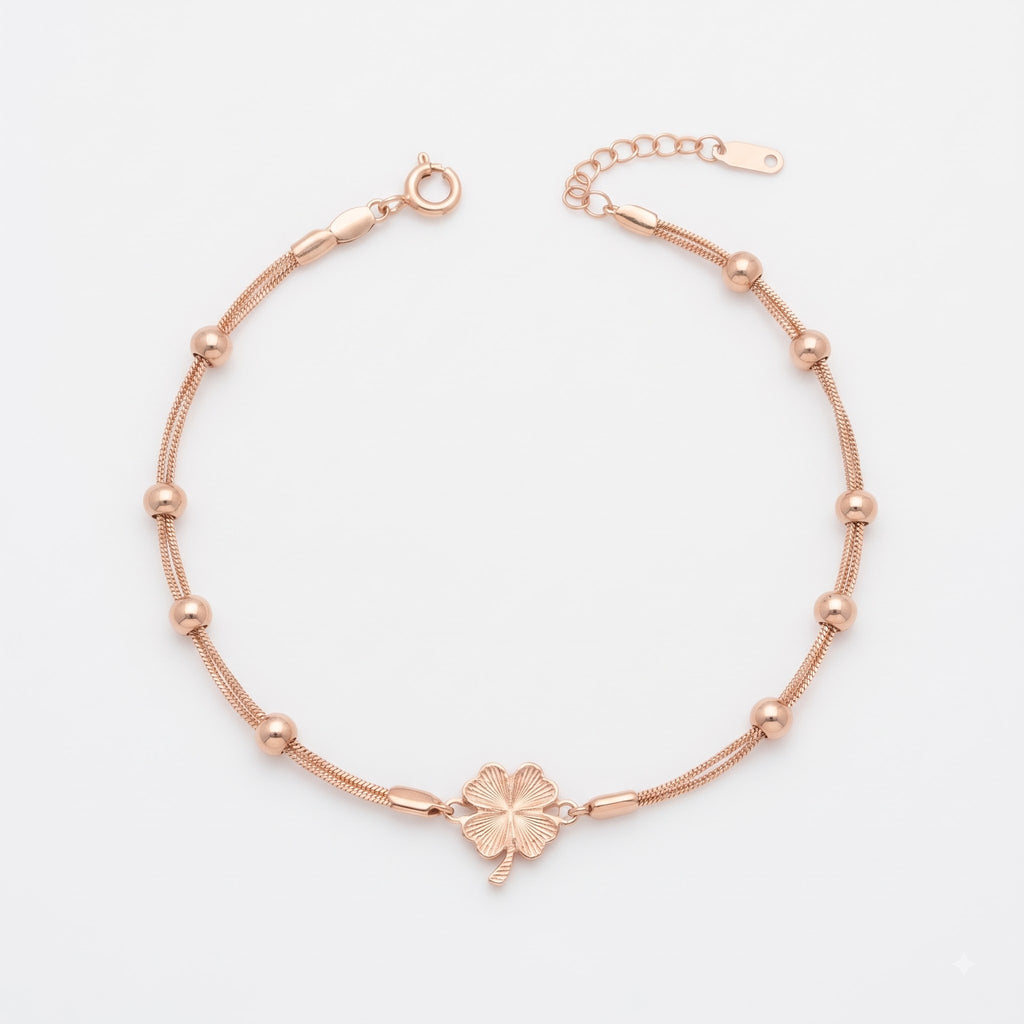 Rose Gold Clover Bead Bracelet