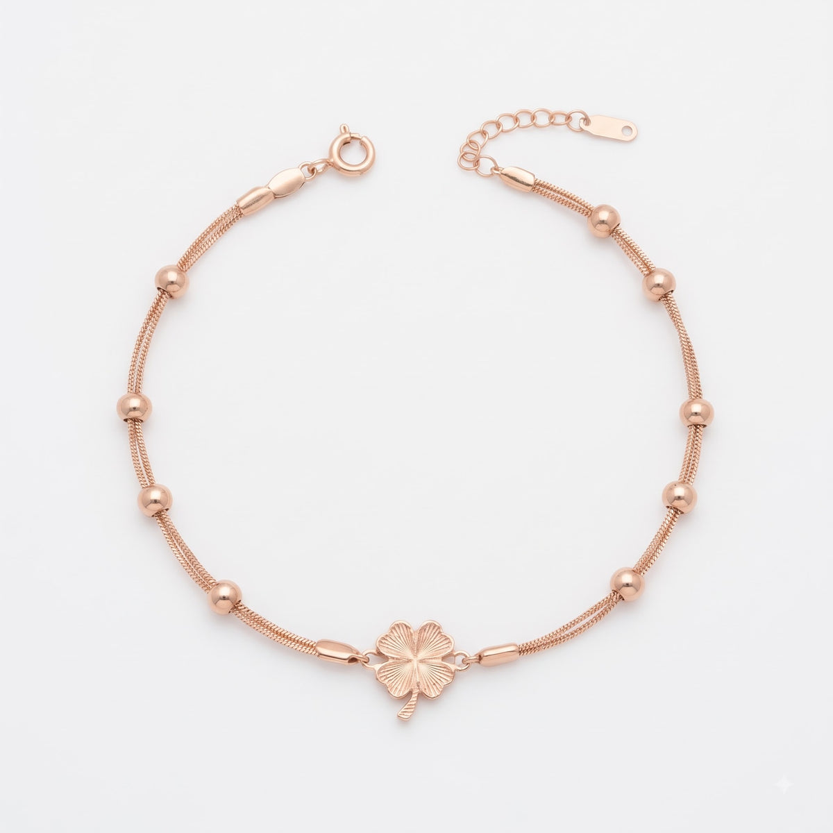 Rose Gold Clover Bead Bracelet