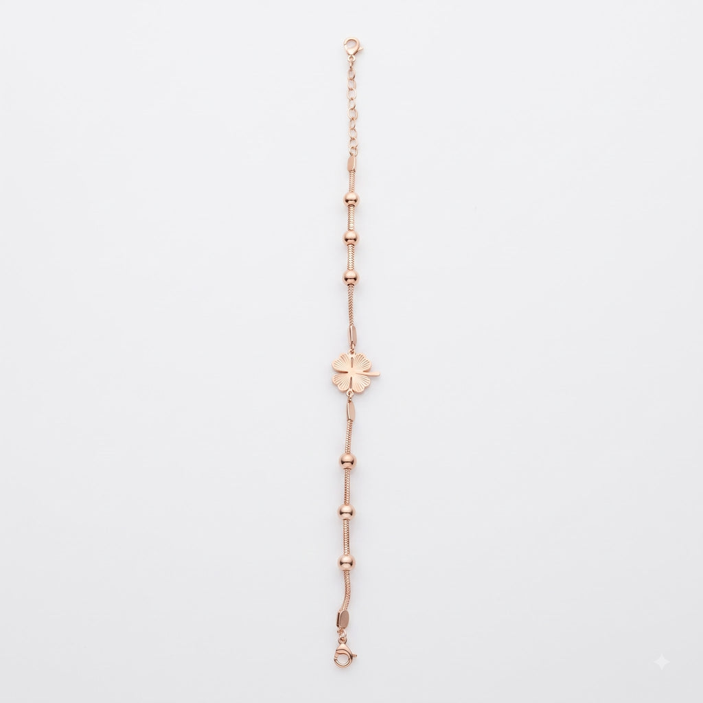 Rose Gold Clover Bead Bracelet