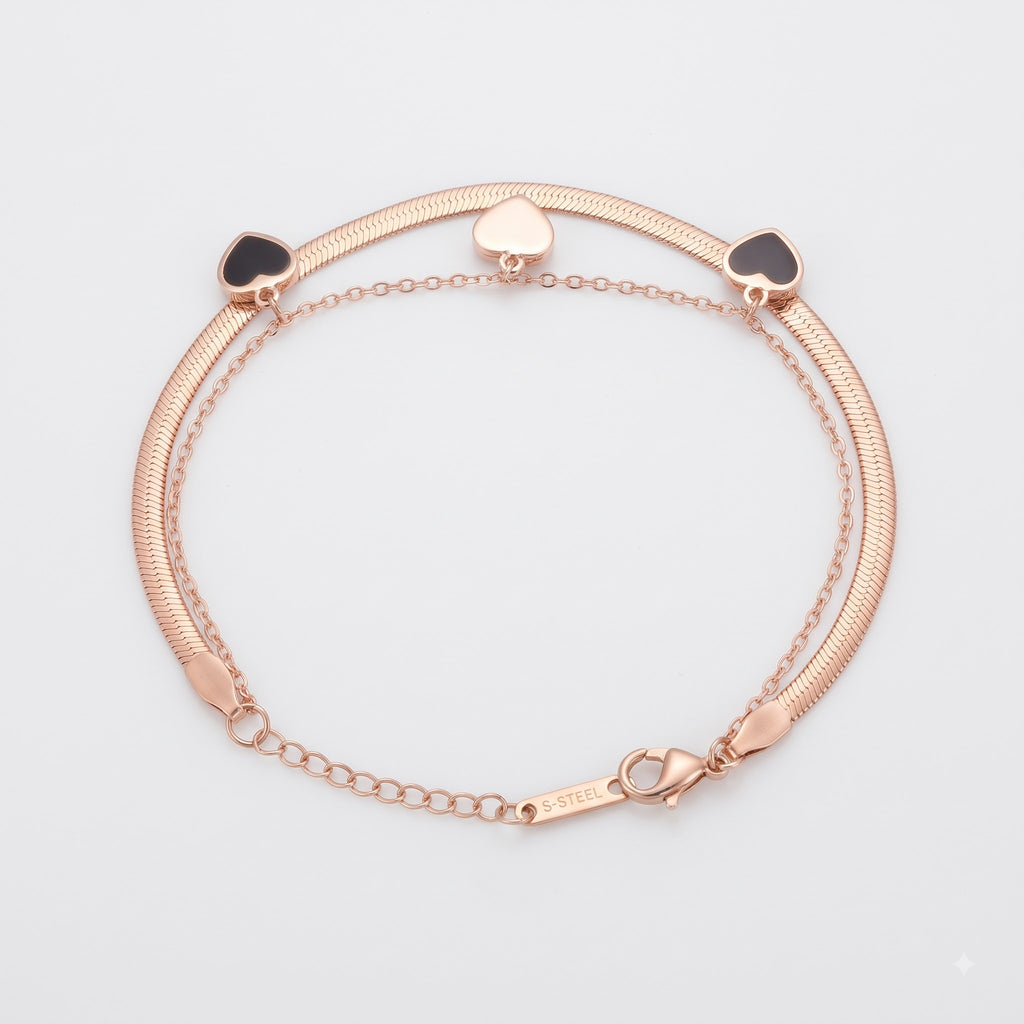 Rose Gold Double Heart Bracelet