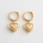 Crystal Heart Halo Huggie Earrings