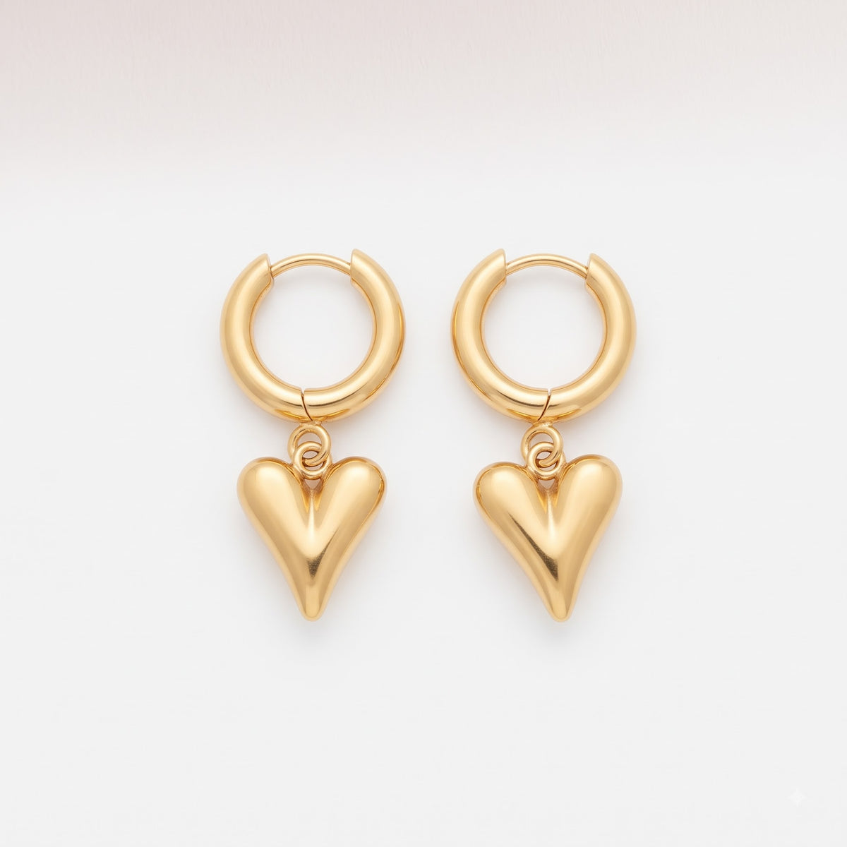 Golden Heart Huggie Earrings