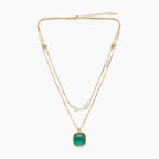 Emerald Pearl Layered Necklace