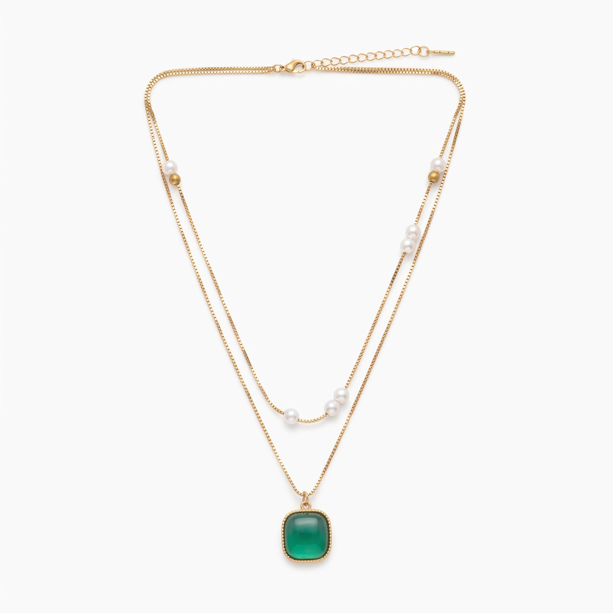 Emerald Pearl Layered Necklace