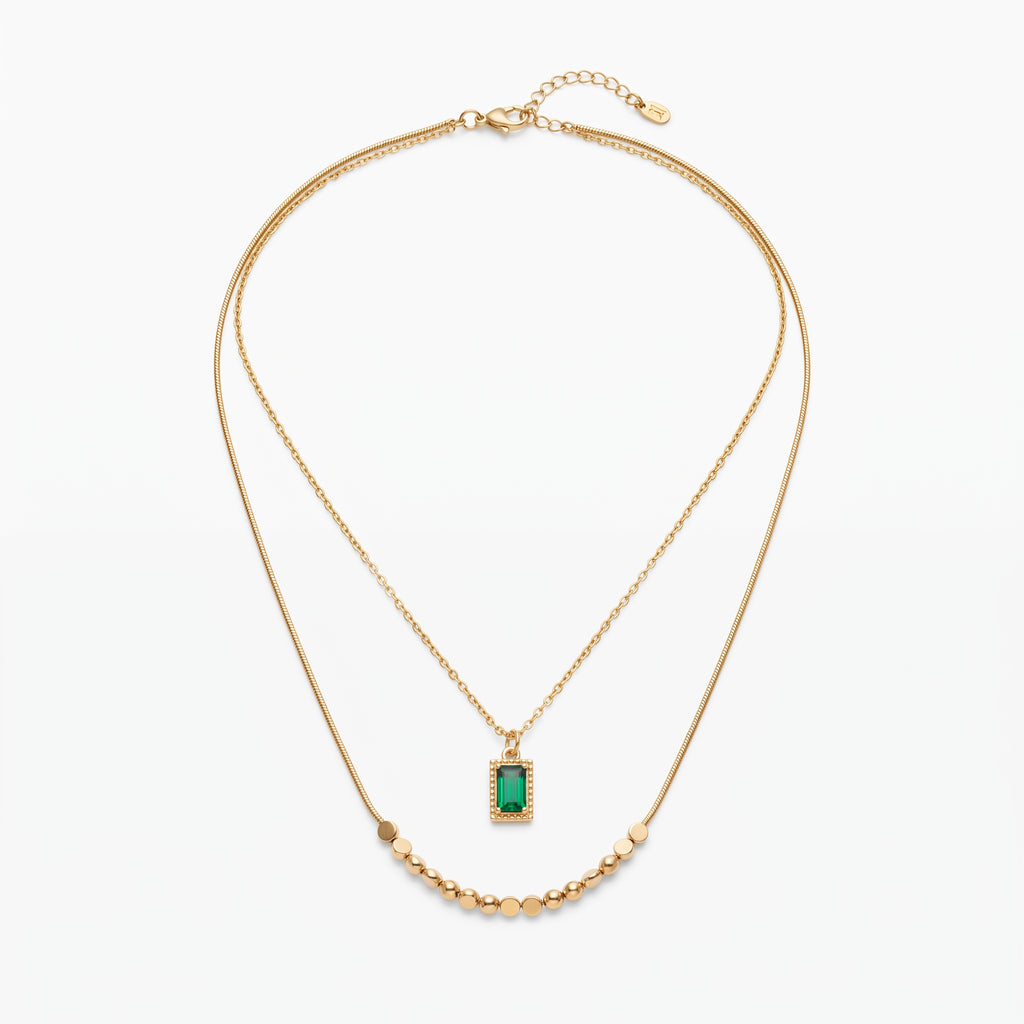 Emerald Luxe Double-Layer Necklace