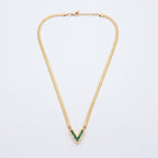Emerald V-Shape Herringbone Necklace