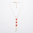 Trio Red Heart Cascade Necklace