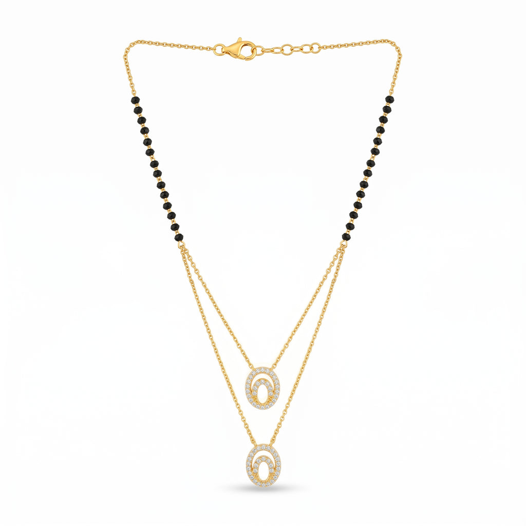 Elegant Dual Oval Layered Mangalsutra Necklace