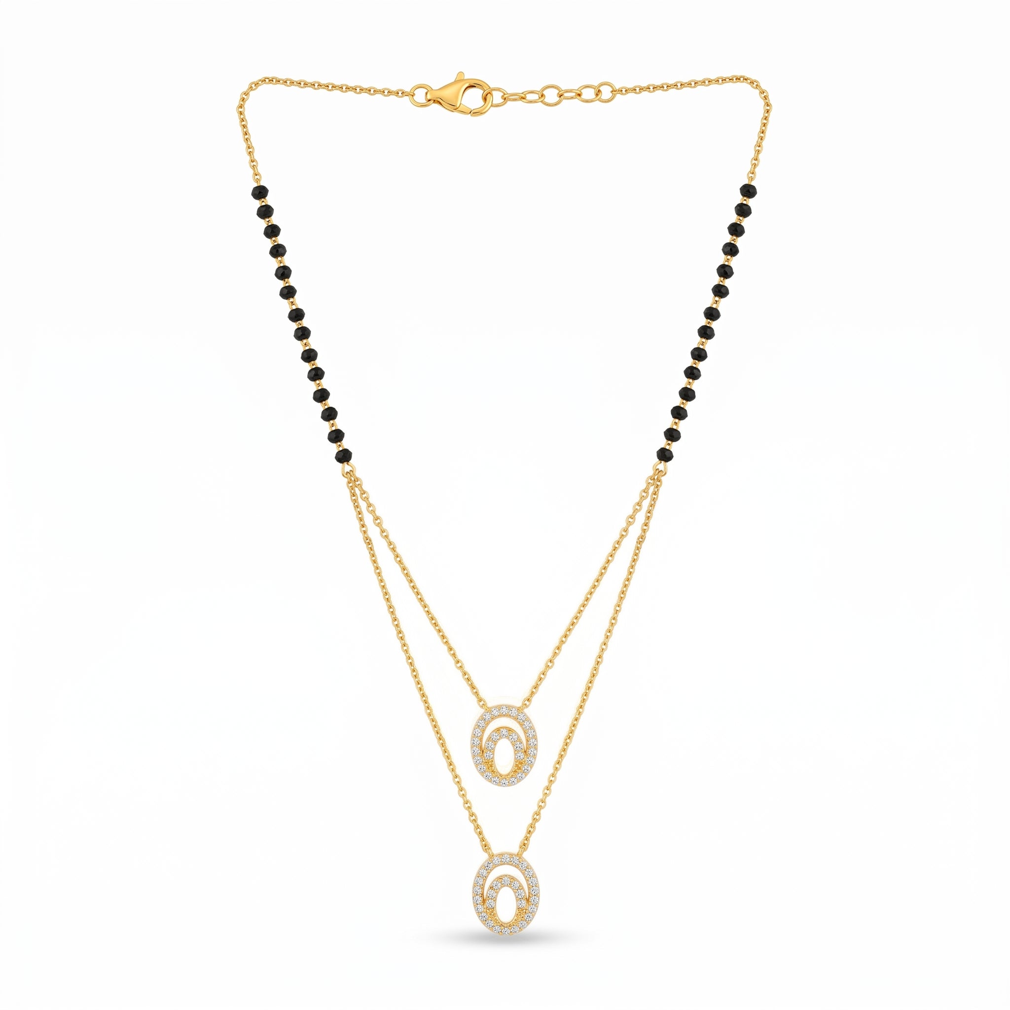Elegant Dual Oval Layered Mangalsutra Necklace