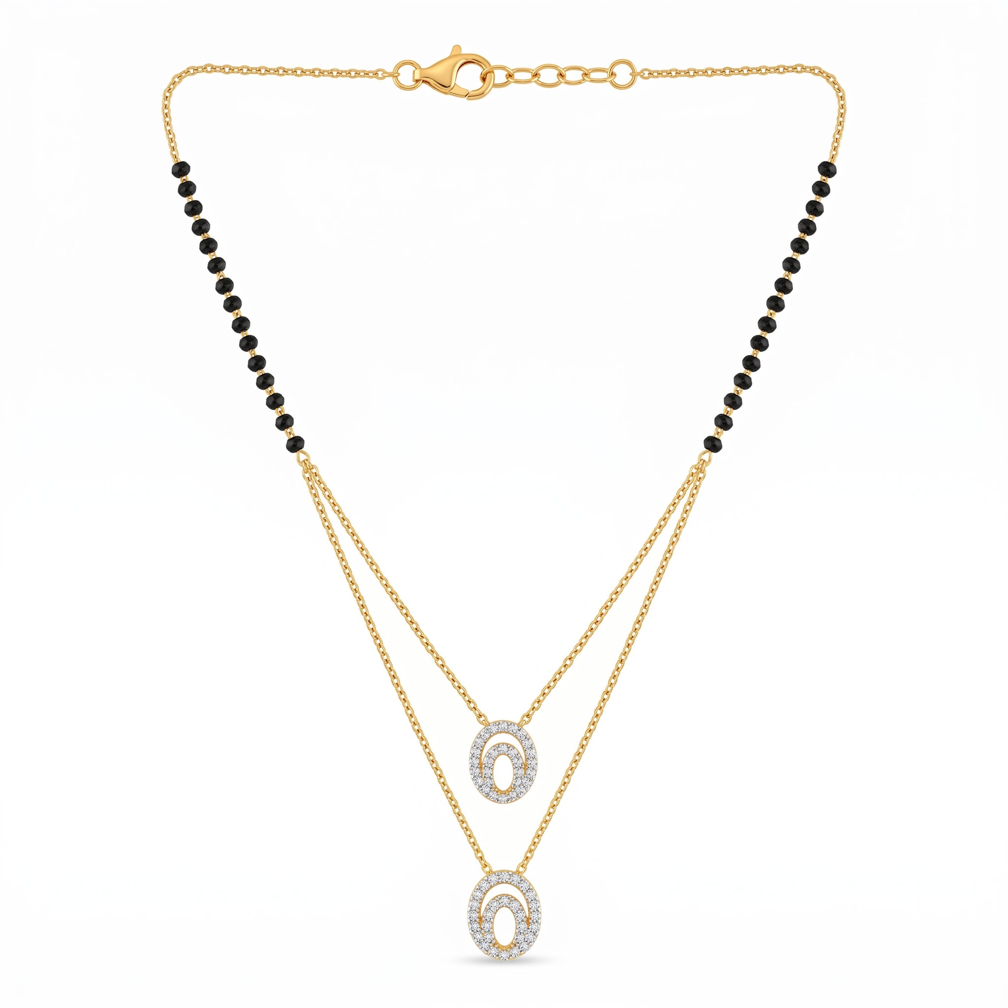 Elegant Dual Oval Layered Mangalsutra Necklace