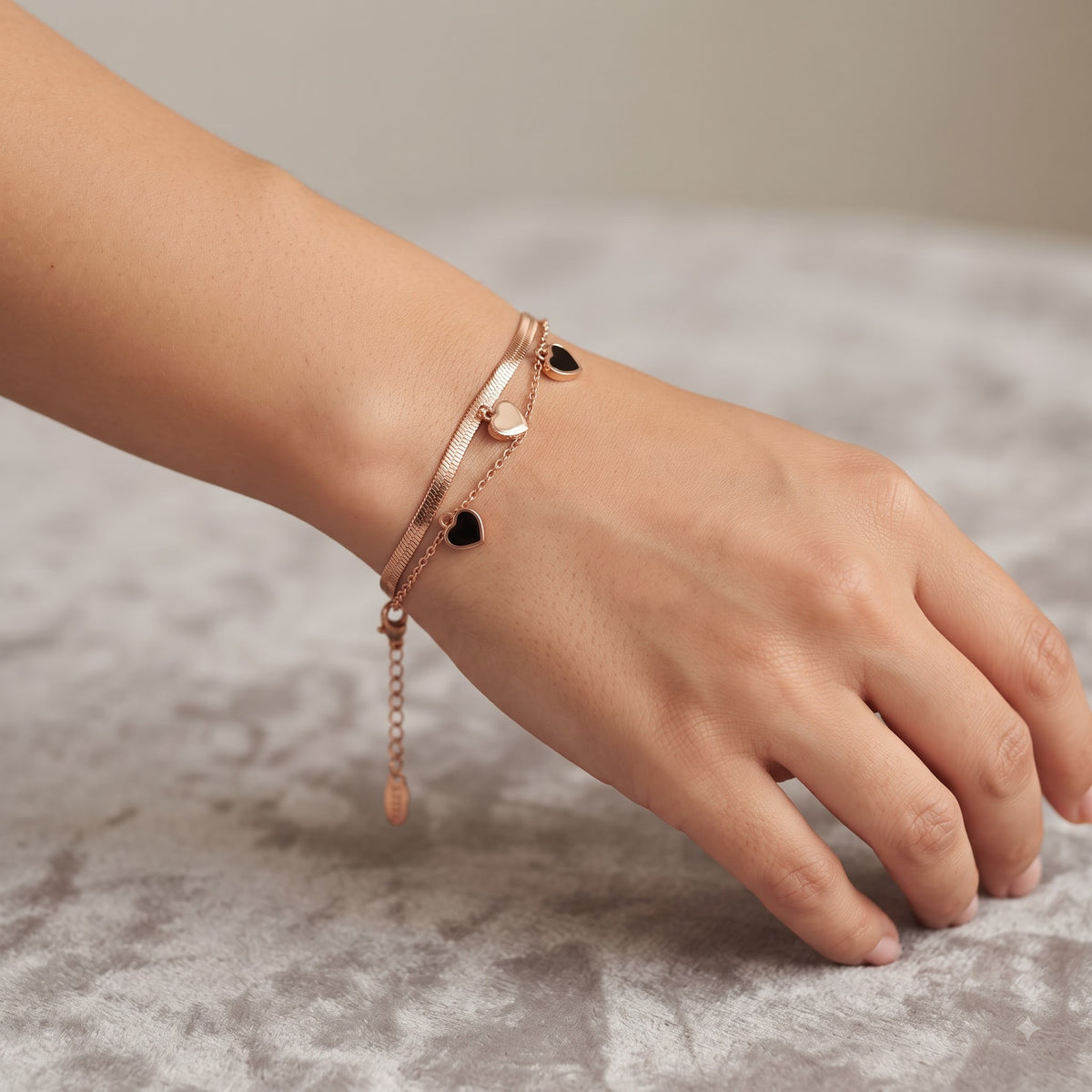 Rose Gold Double Heart Bracelet