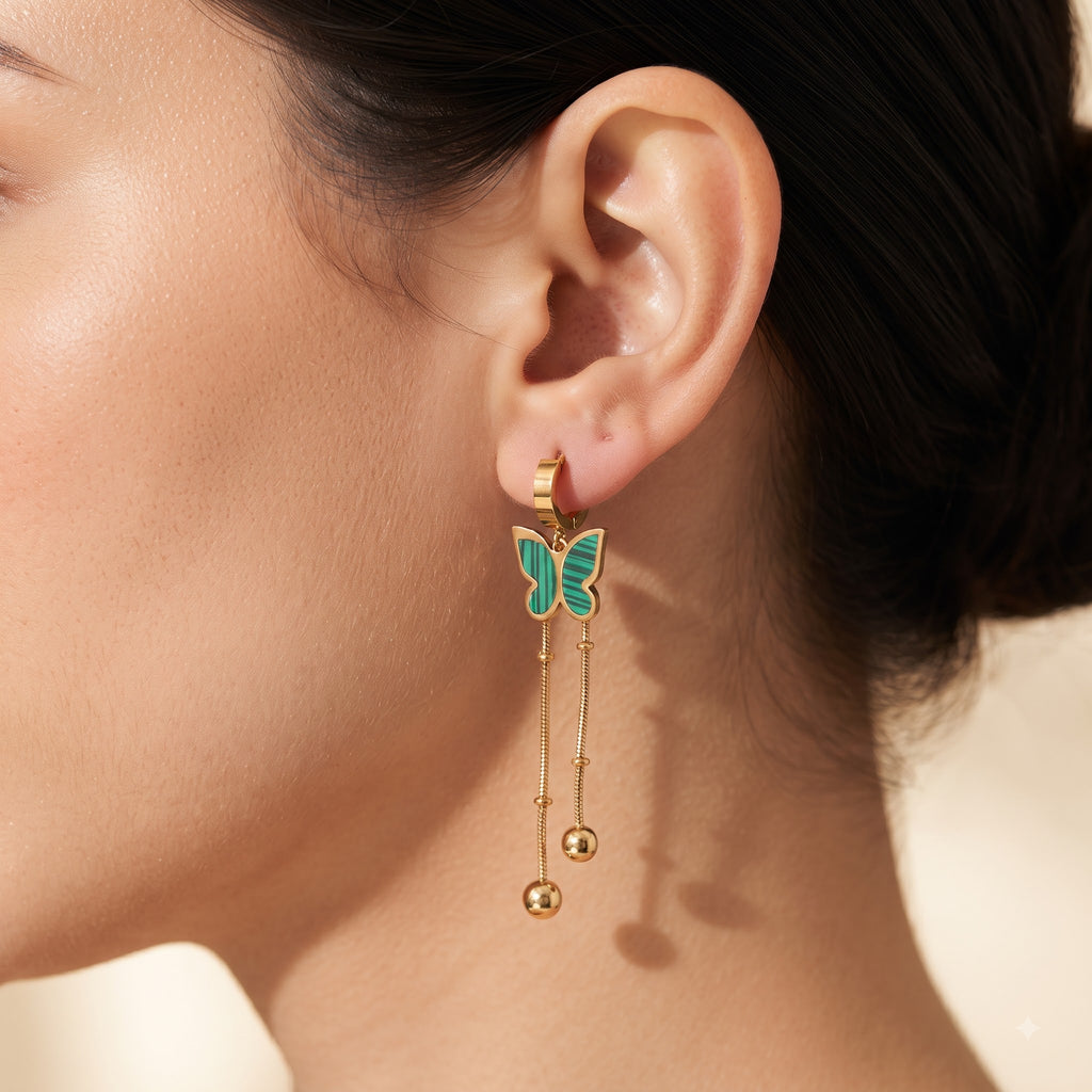 Emerald Butterfly Cascade Earrings