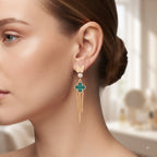 Emerald Butterfly Clover Cascade Earrings