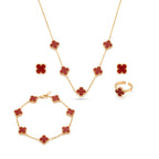 Red Clover Gold Necklace Set