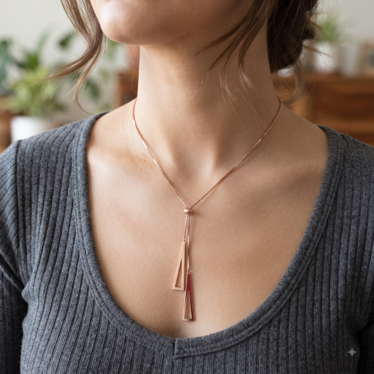 Rosegold Dual-Tone Drop Necklace