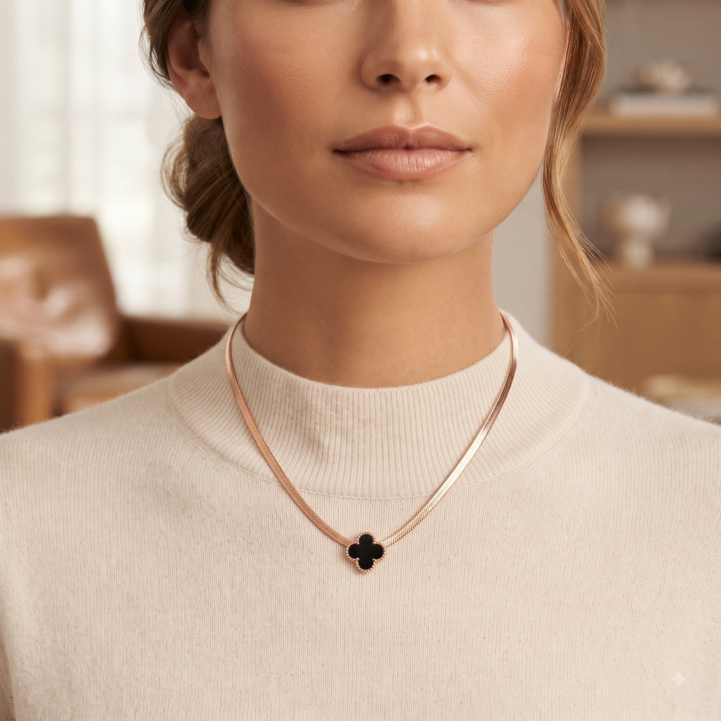 Rose Gold Clover Charm Necklace