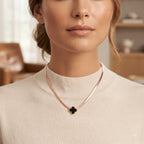 Rose Gold Clover Charm Necklace