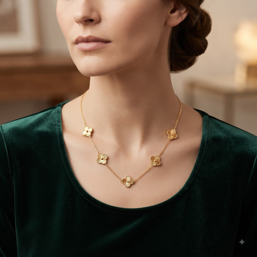 Golden Clover Blossom Necklace