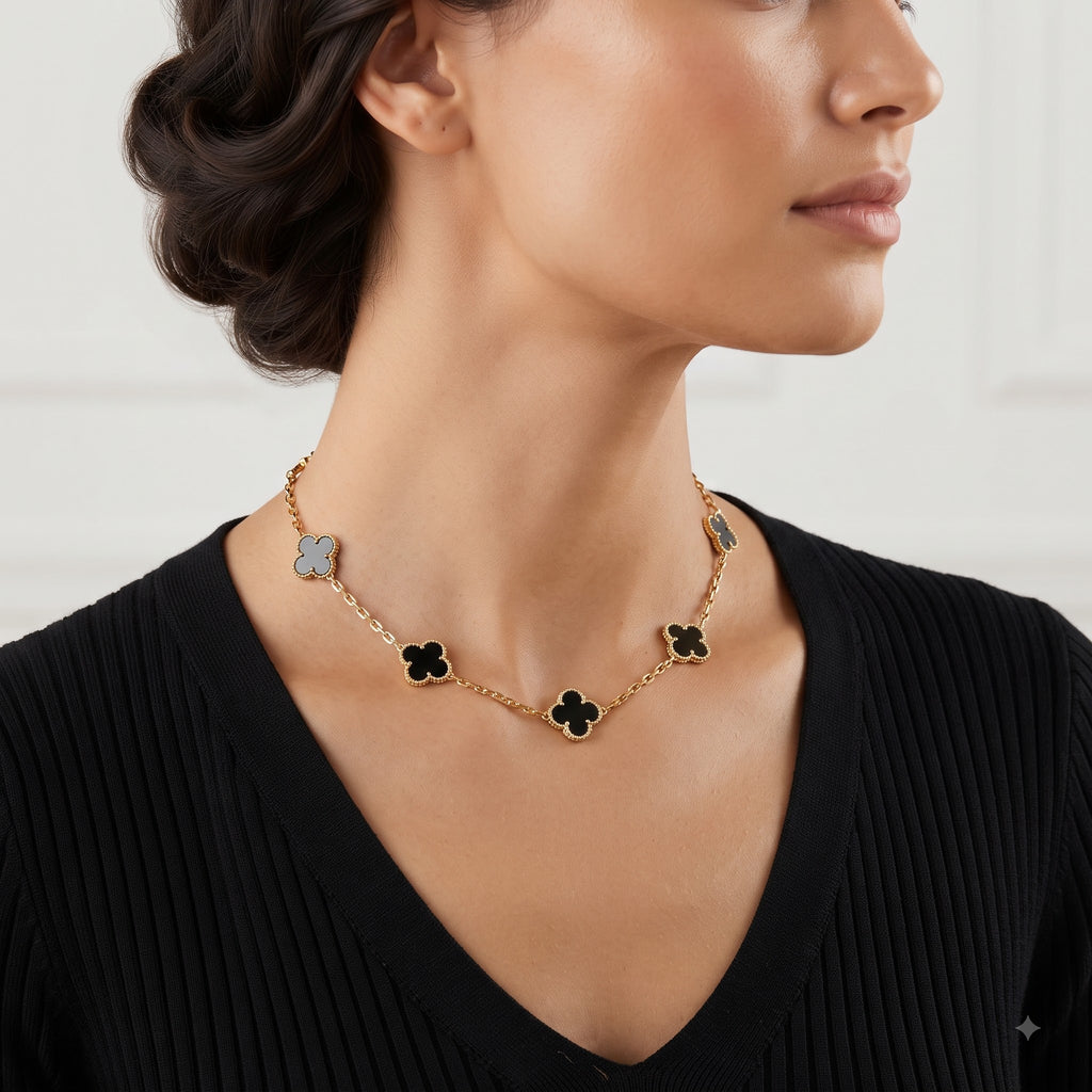 Black Clover Charm Necklace