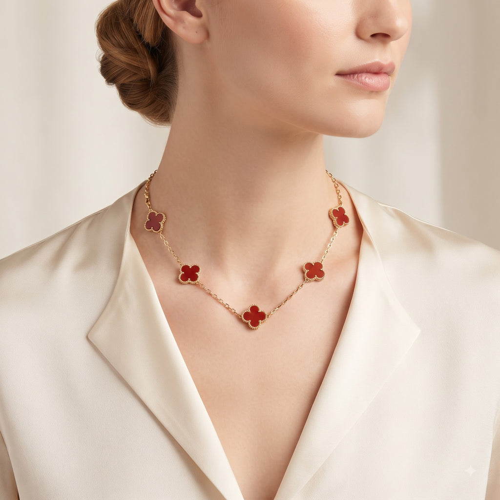 Red Clover Charm Necklace