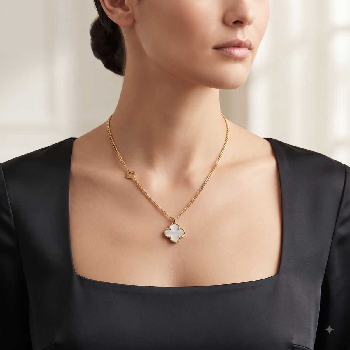 Pearl Clover Charm Necklace