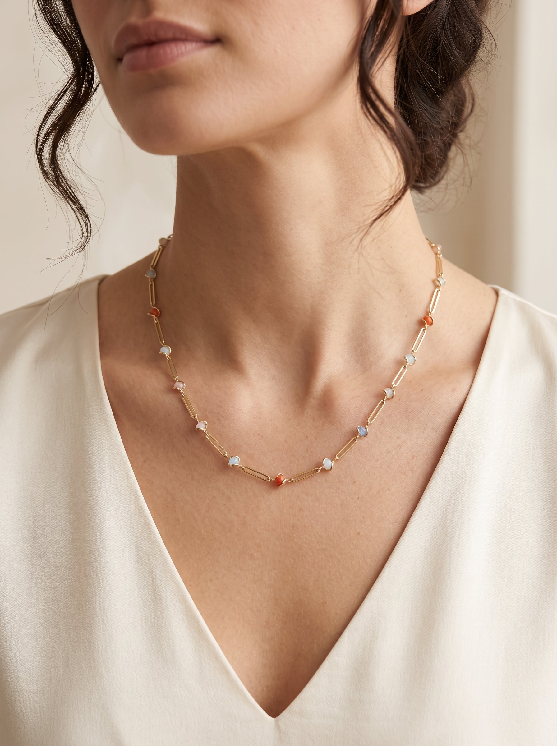 Aurora Pastel Gemstone Chain Necklace Secondary image