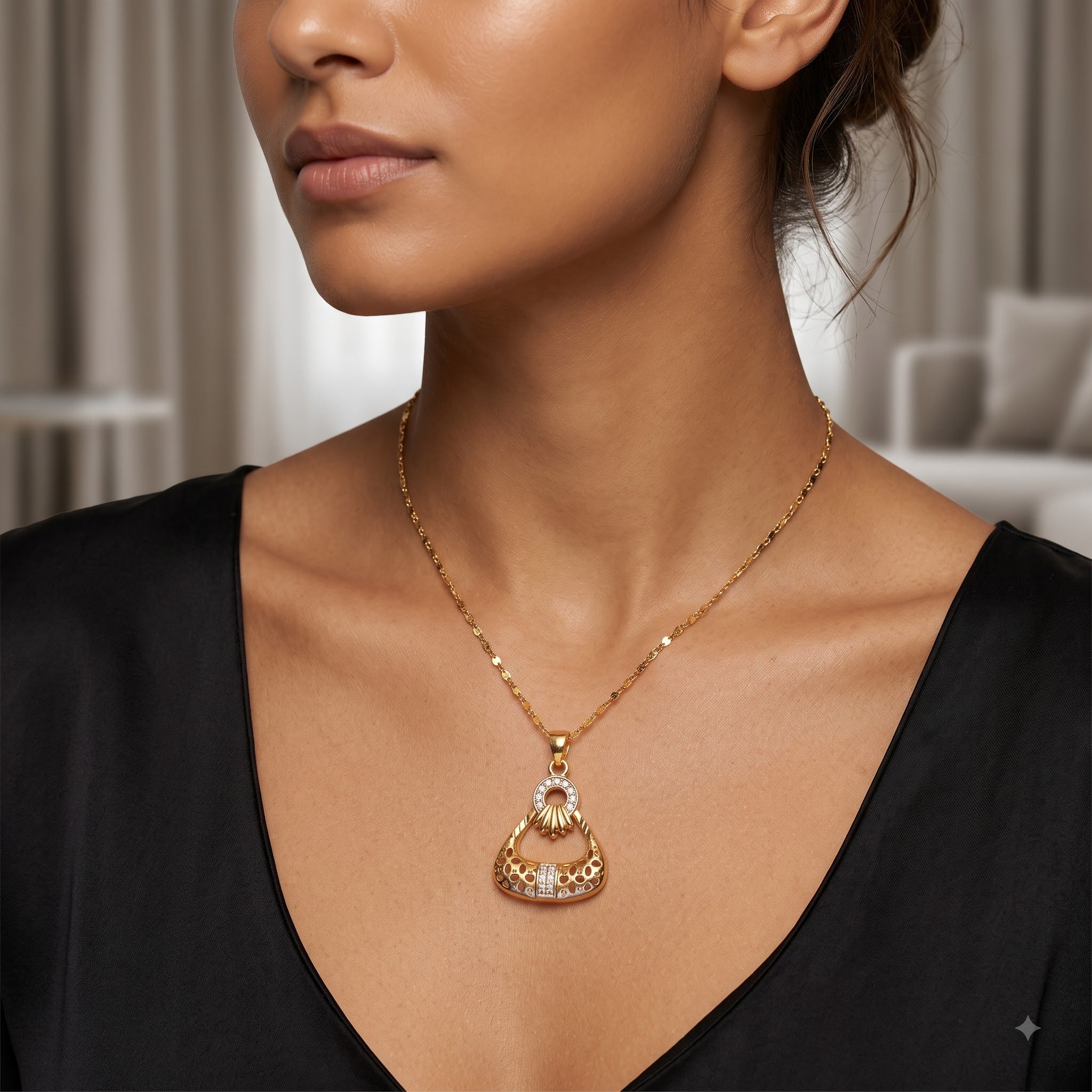 Prism Arc Diamond Pendant Necklace