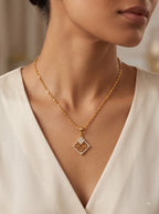 Dual Tone Teardrop Pendant Necklace