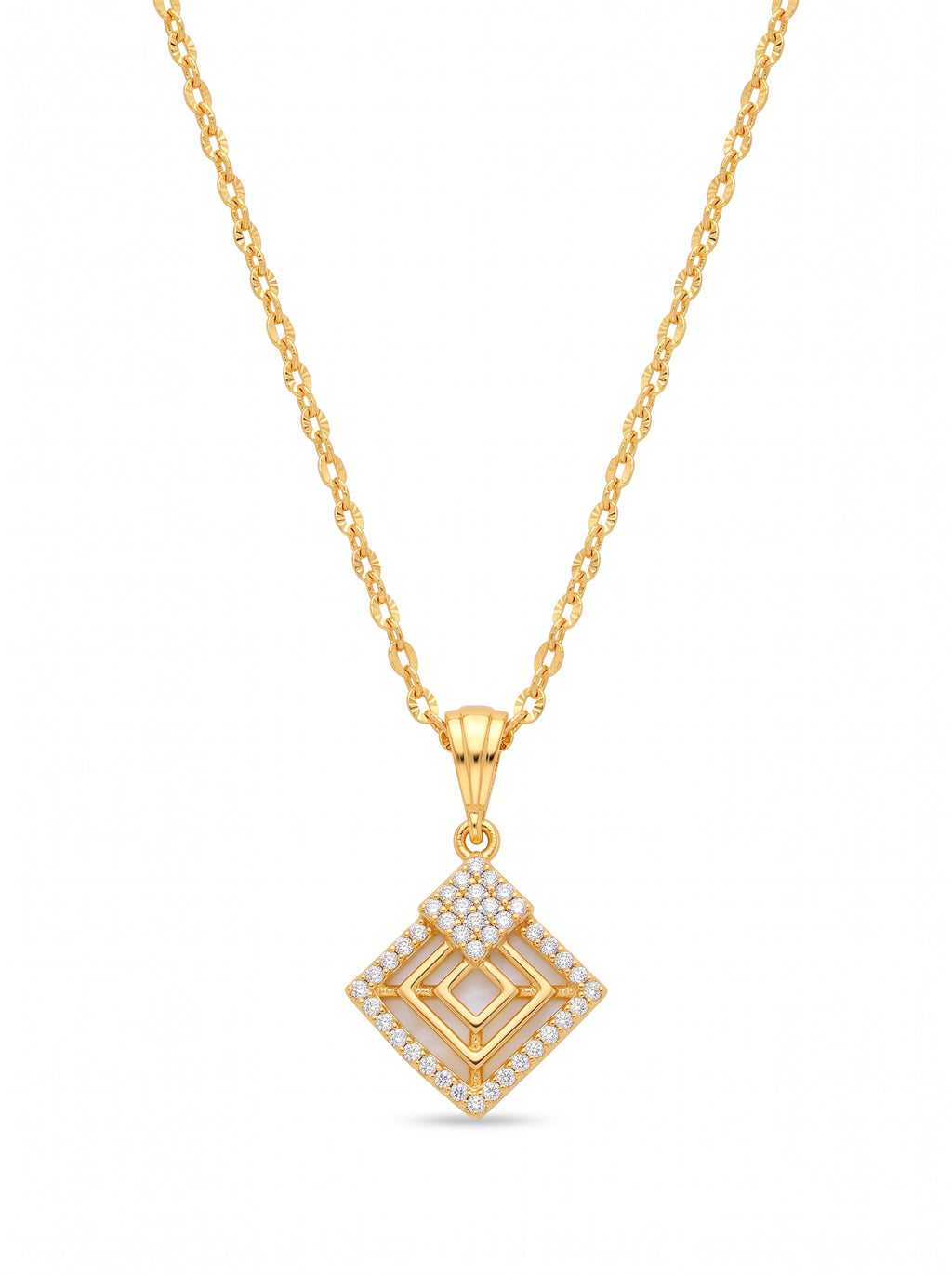 Dual Tone Teardrop Pendant Necklace