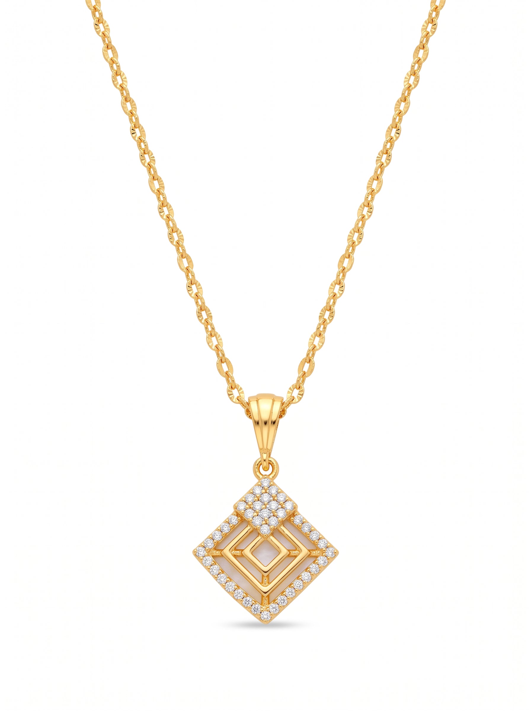 Dual Tone Teardrop Pendant Necklace
