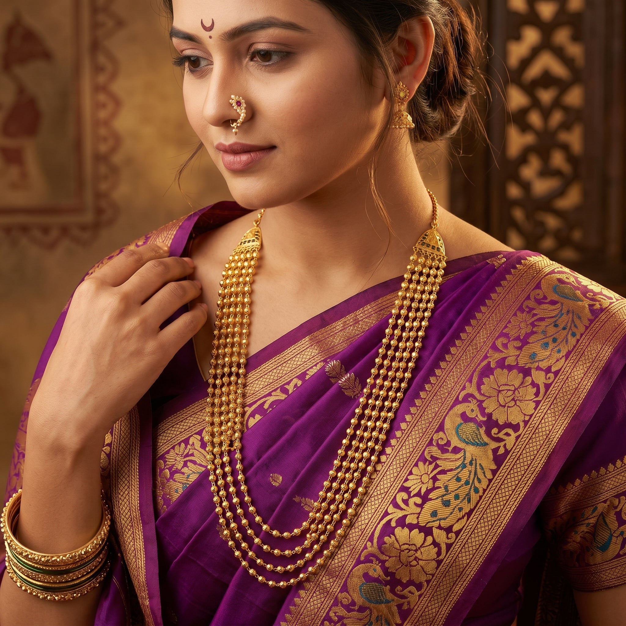 Maharashtrian Multi-Layer Beaded Haar Secondary image
