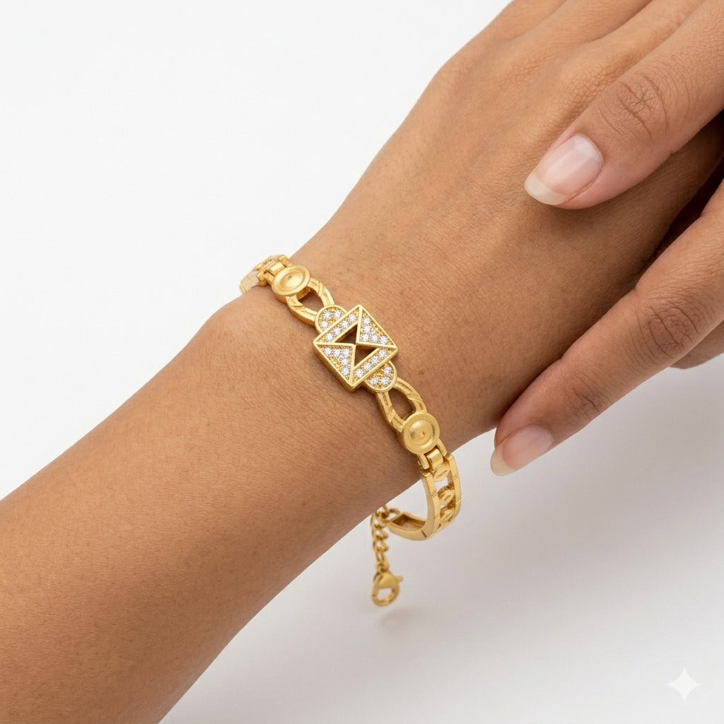 Royal Square Charm Gold Bracelet Secondary image
