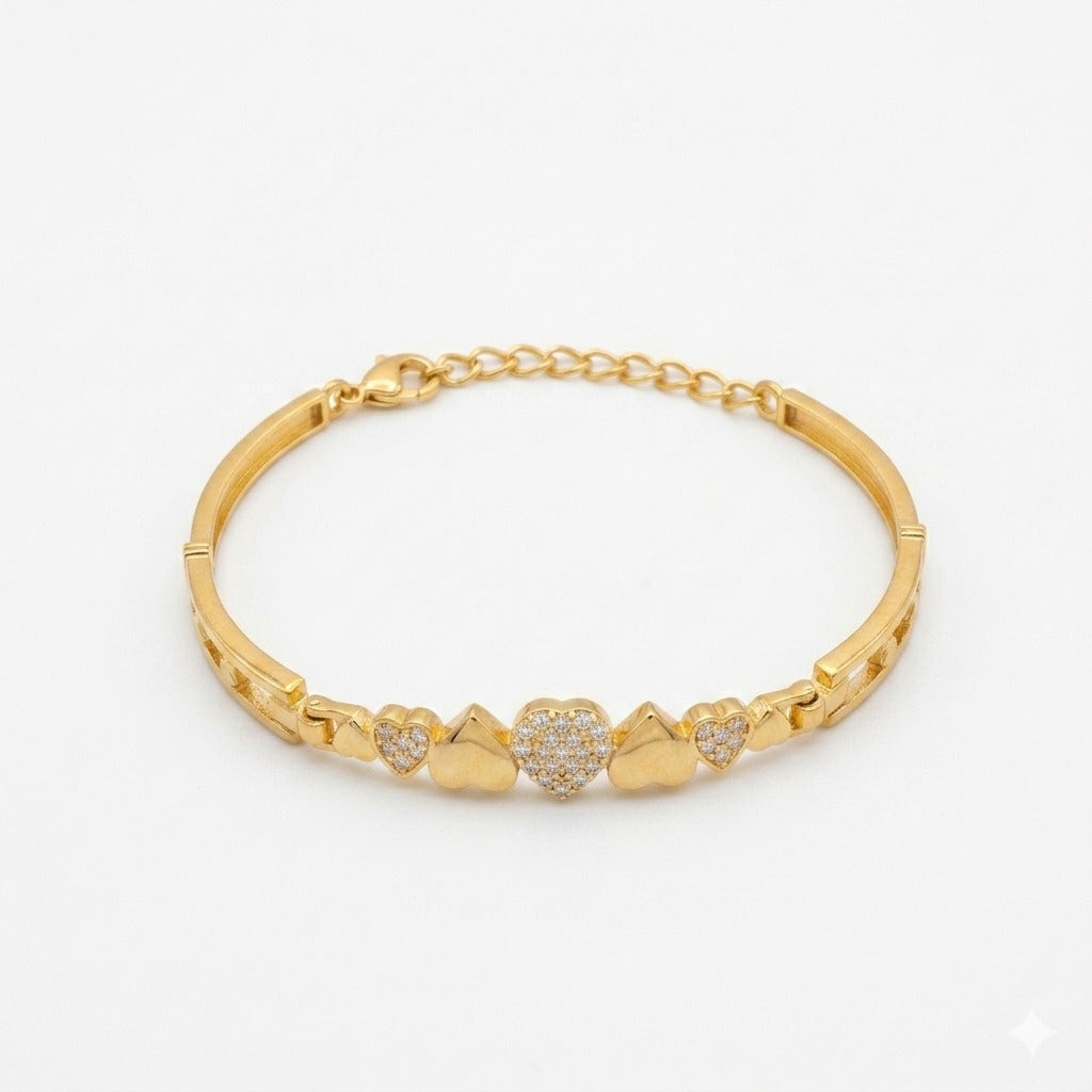 Golden Heart Charm Bracelet