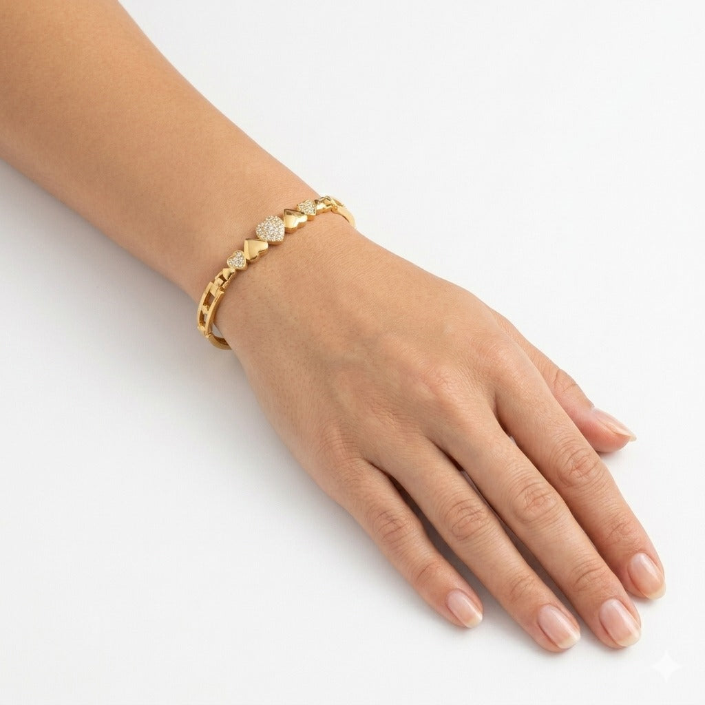 Golden Heart Charm Bracelet