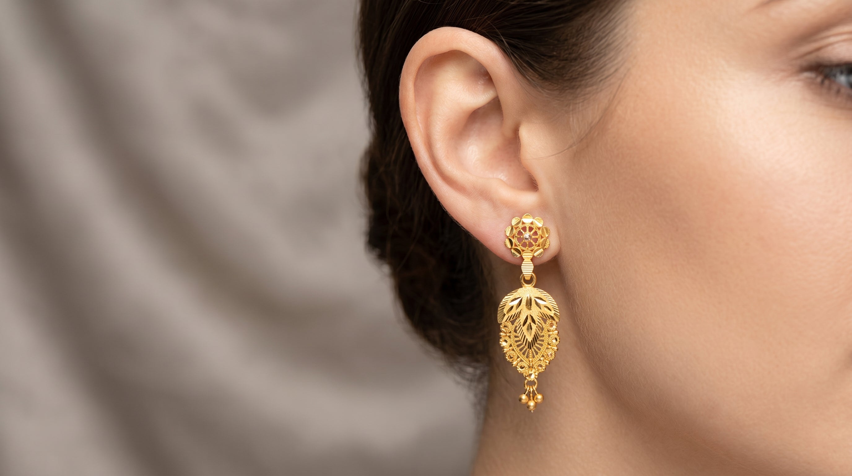 Golden Lotus Heritage Earrings Secondary image