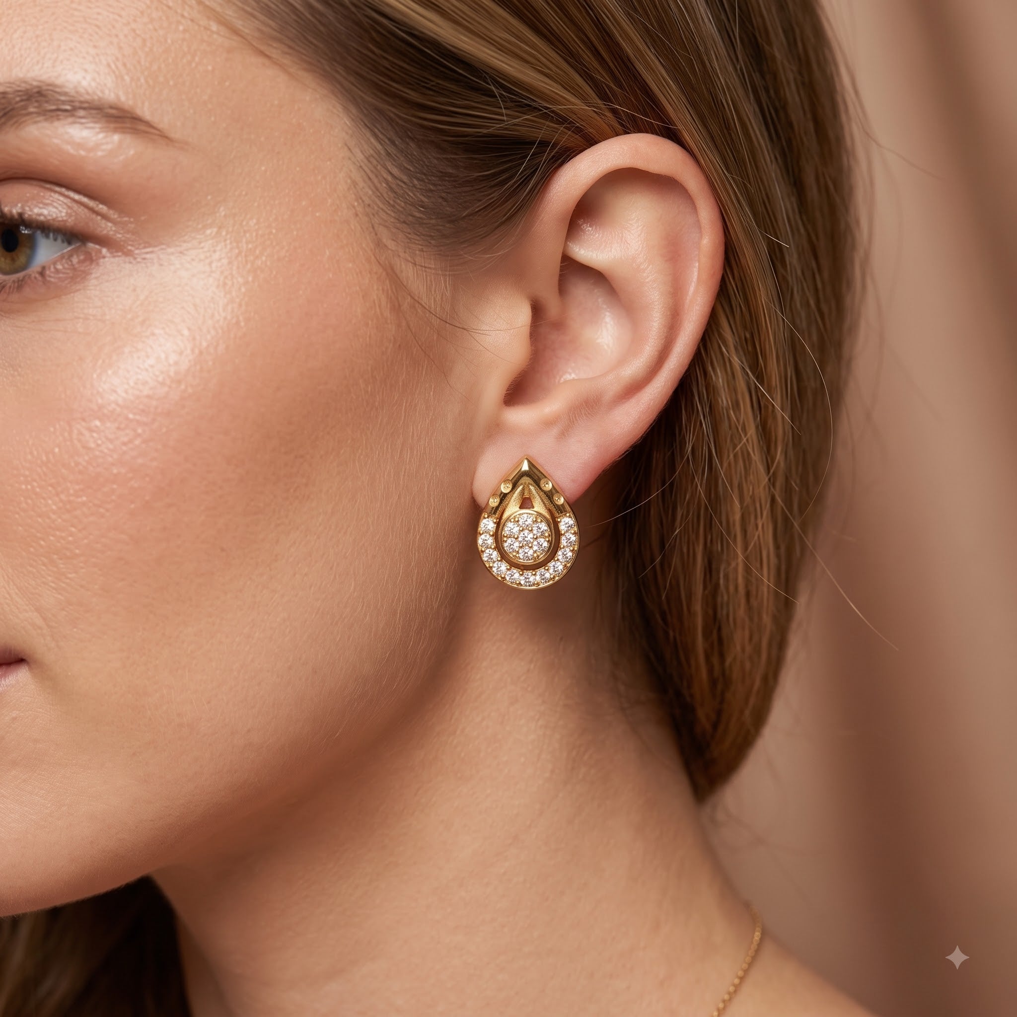 Diamond Eyedrop Stud Earrings