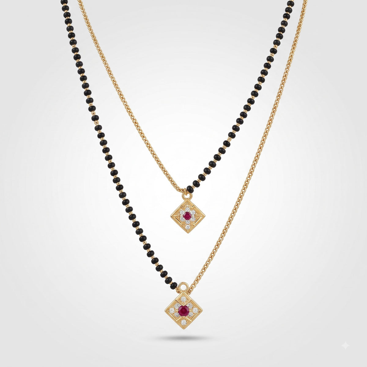 Elegant Dual Diamond Shape Mangalsutra Main image