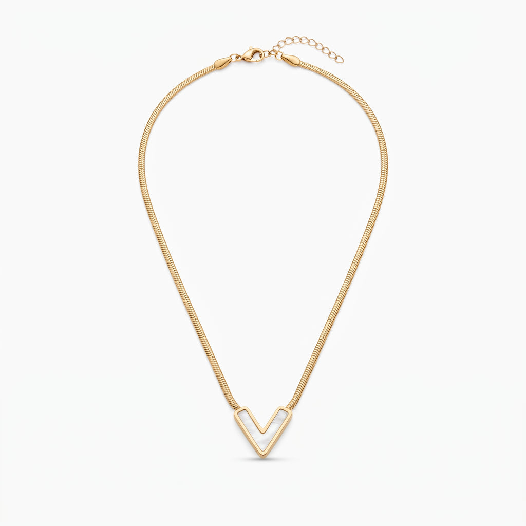 Golden V-Frame Herringbone Necklace