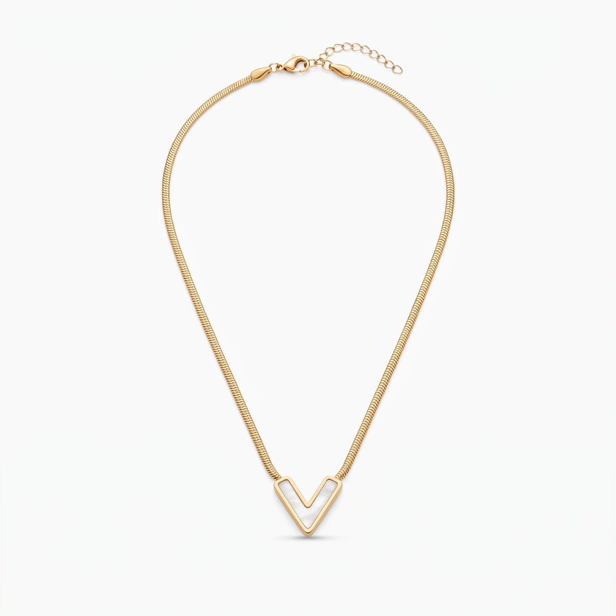 Golden V-Frame Herringbone Necklace